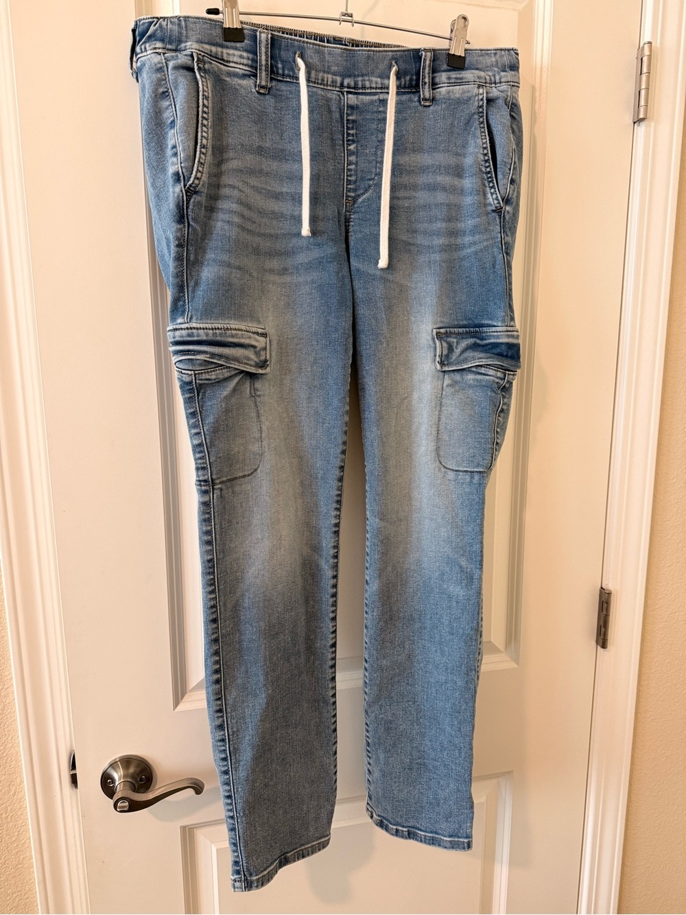 Womens Torrid Light Blue Cargo Boyfriend Jeans with Drawstring